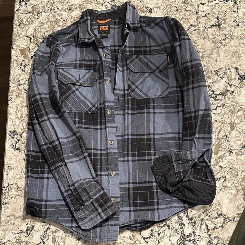 Timberland PRO Blue and Black Plaid Shirt